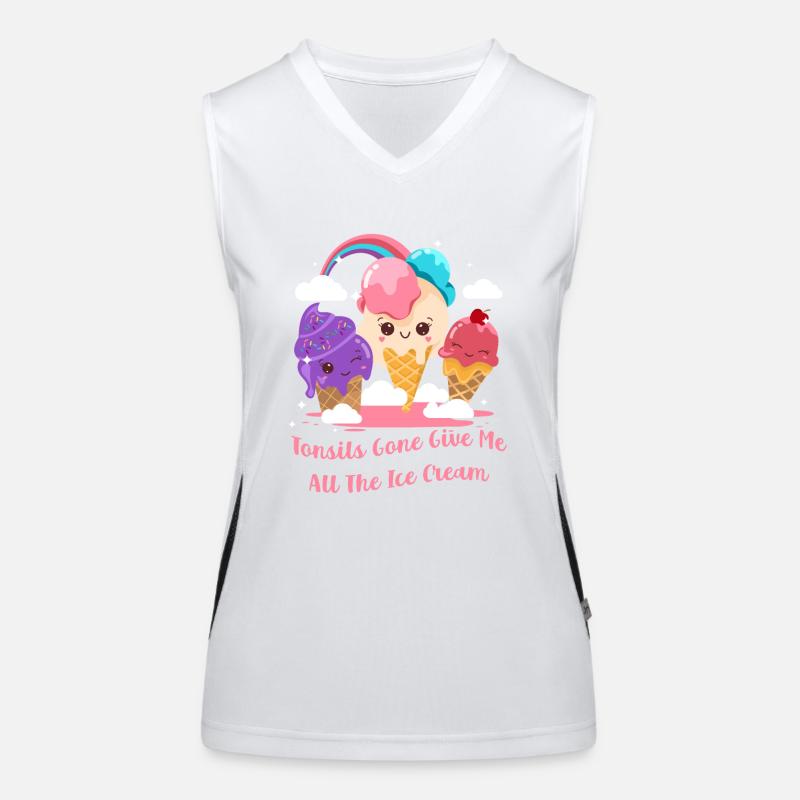 Tonsils Gone Give Me All The Ice Cream Funny Funktionelles Kontrast-Tank Top für Frauen