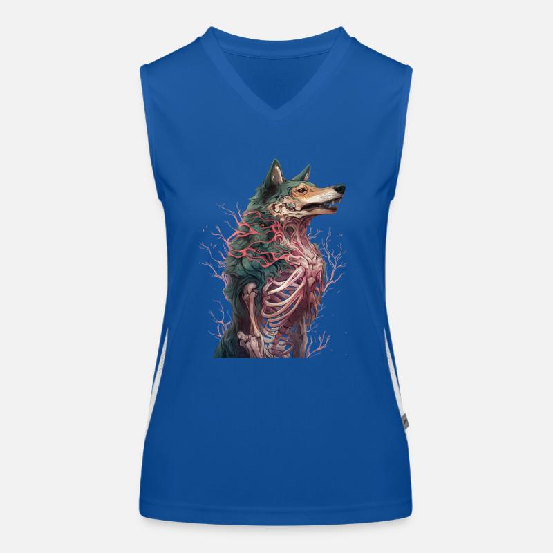 wolf zombie skelett wolf Funktionelles Kontrast-Tank Top für Frauen