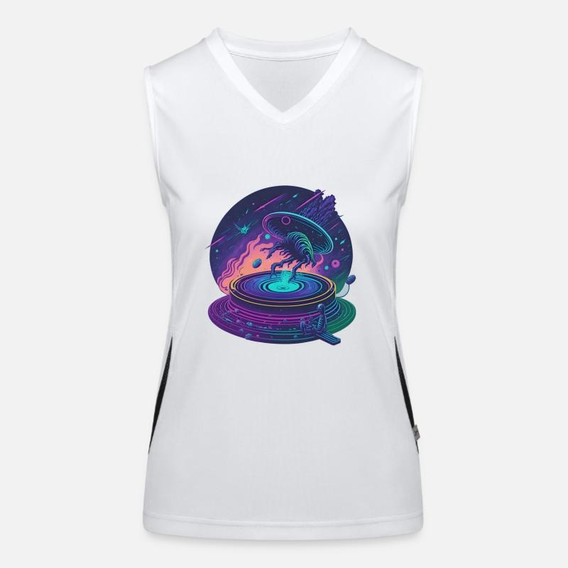 Galactic Record Player Women's Functional Contrast Tank Top