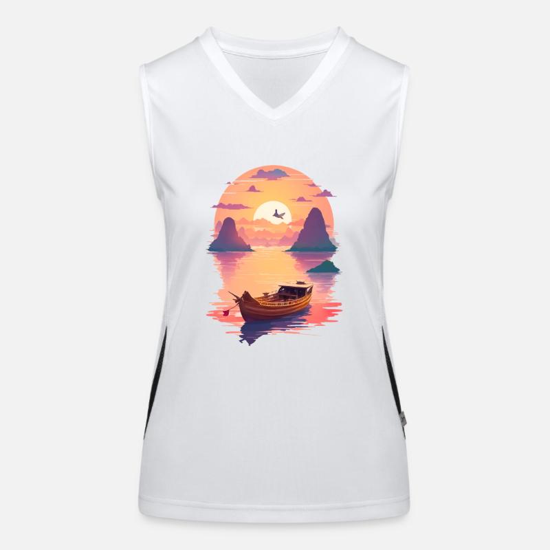 Sunset Serenade, Ninh Binh Funktionelles Kontrast-Tank Top für Frauen