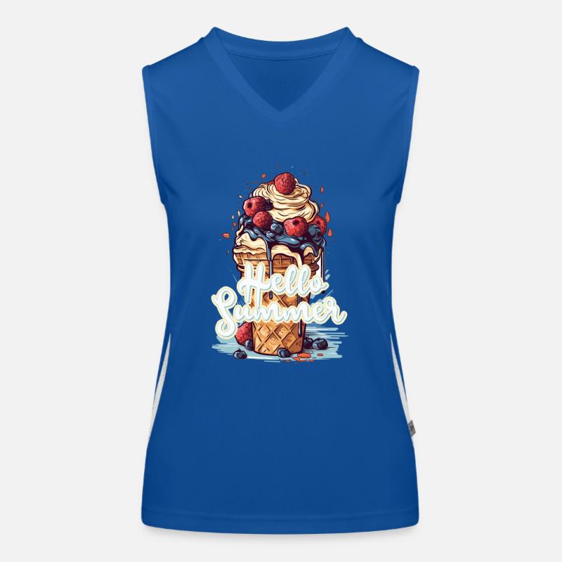 Hello Summer Eis Eiscreme Eisdiele Funktionelles Kontrast-Tank Top für Frauen