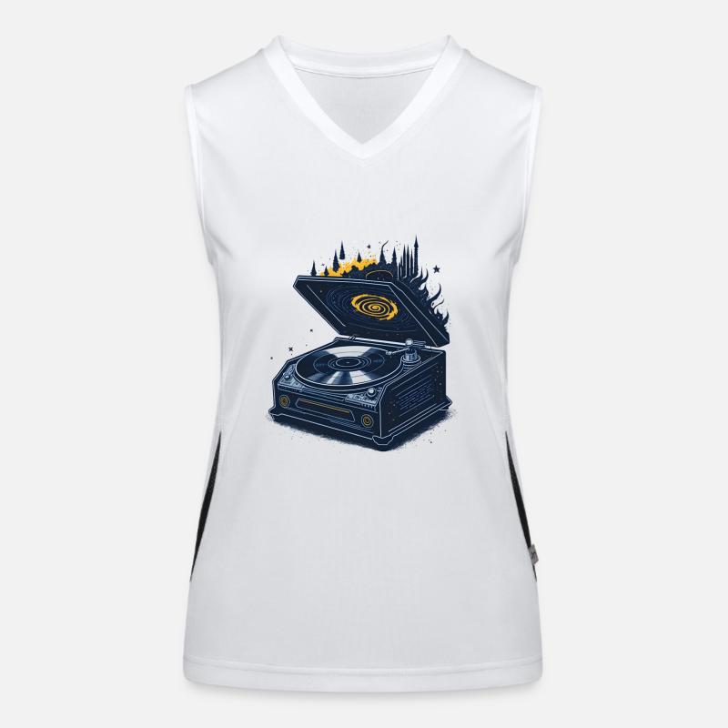 Spaceman Record Player Women's Functional Contrast Tank Top