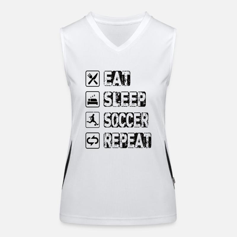 Eat Sleep Soccer Repeat Funktionelles Kontrast-Tank Top für Frauen