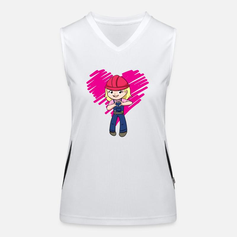 Excavator Construction Site Construction Worker Girl I Gift Women's Functional Contrast Tank Top
