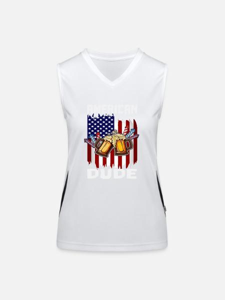 4th Of July Proud American Dude US Flag Pride - Funktionelles Kontrast-Tank Top für Frauen - Weiß/Schwarz - Vorne