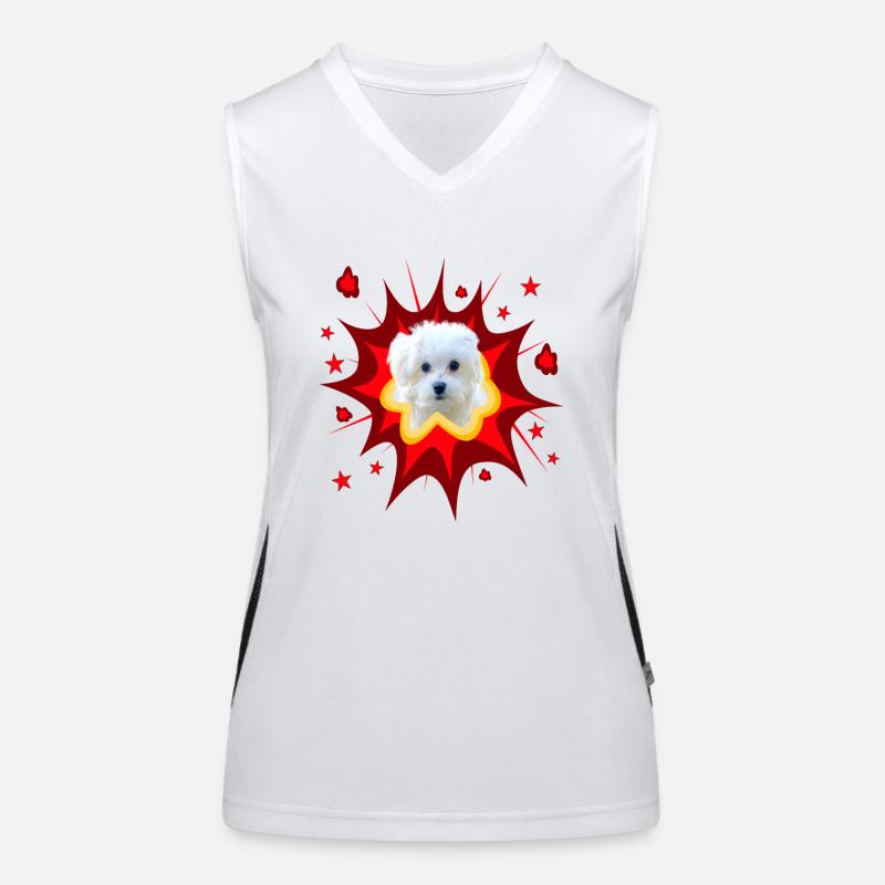 Comic Dog Design - Pow - Maltese Women's Functional Contrast Tank Top
