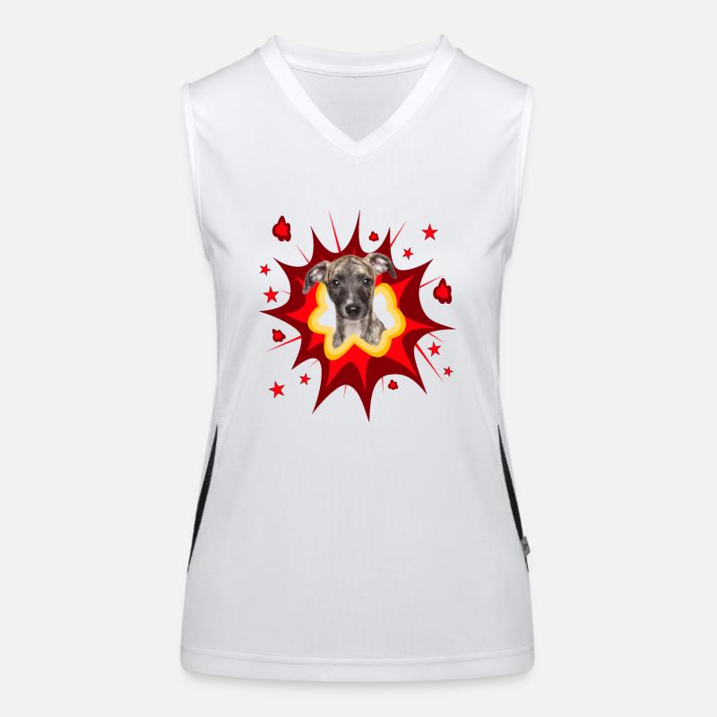 Comic Hund Design - Pow - Whippet Funktionelles Kontrast-Tank Top für Frauen
