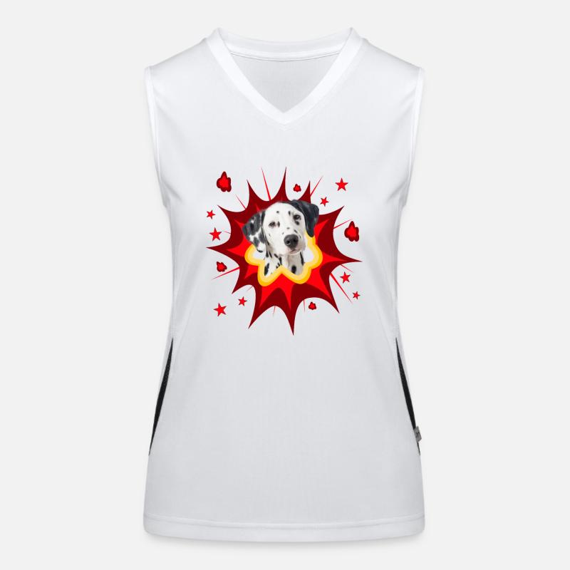 Comic Hund Design - Pow - Dalmatiner Funktionelles Kontrast-Tank Top für Frauen