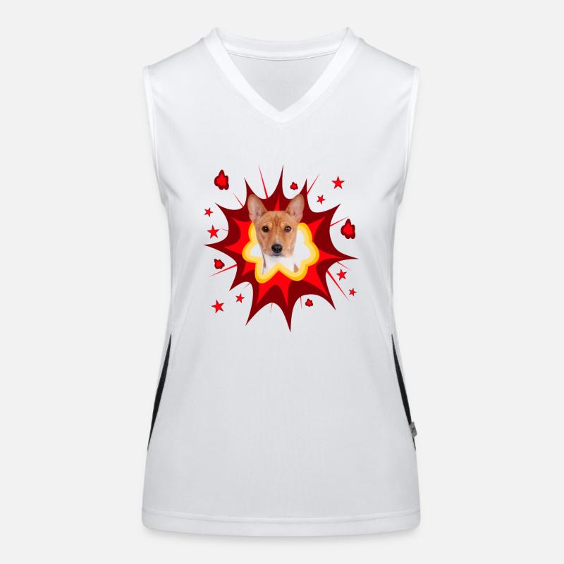 Comic Hund Design - Pow - Basenji Funktionelles Kontrast-Tank Top für Frauen