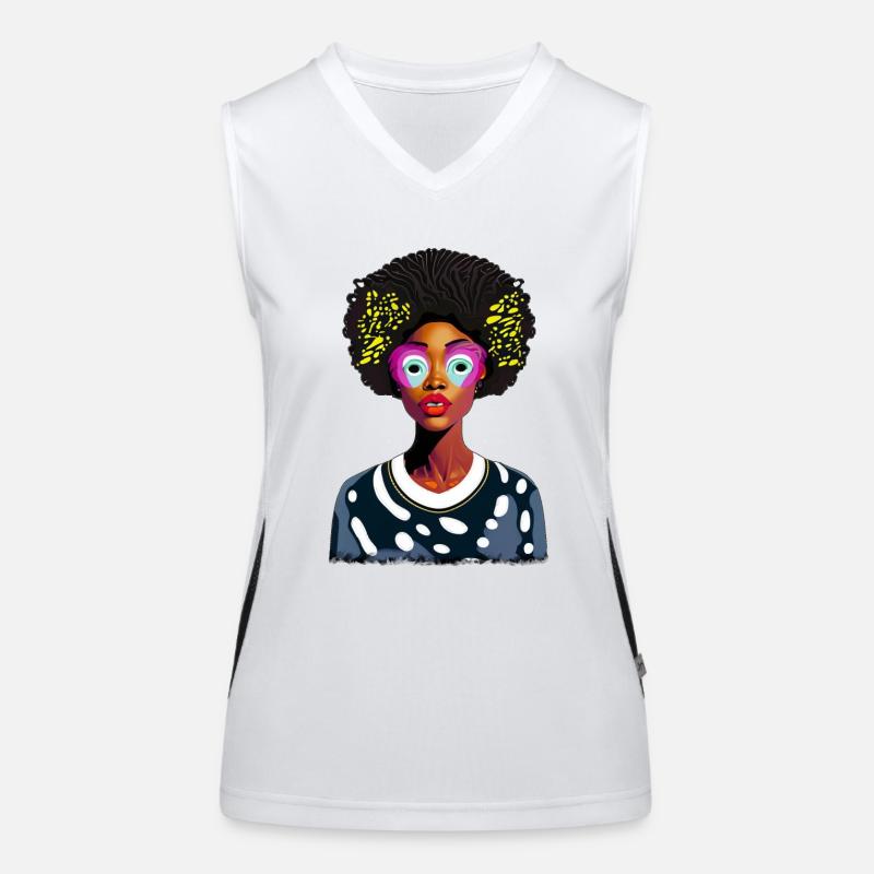 Dame africaine avec afro Débardeur respirant contrasté Femme