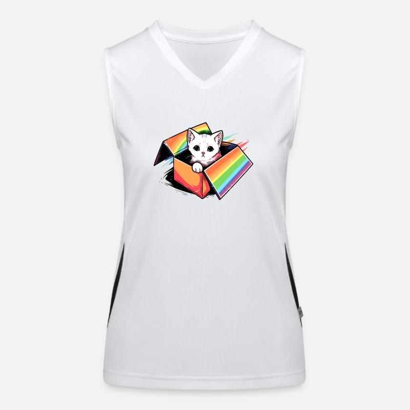 Cute Cat Pet Lover Rainbow LGBT Community Pride Women's Functional Contrast Tank Top