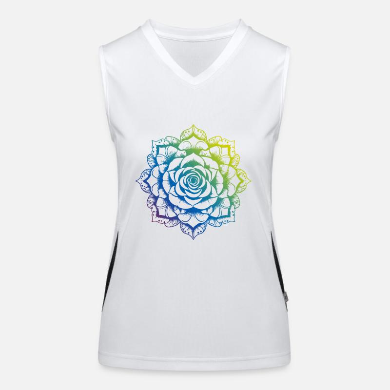 Rose Mandala Boho Débardeur respirant contrasté Femme