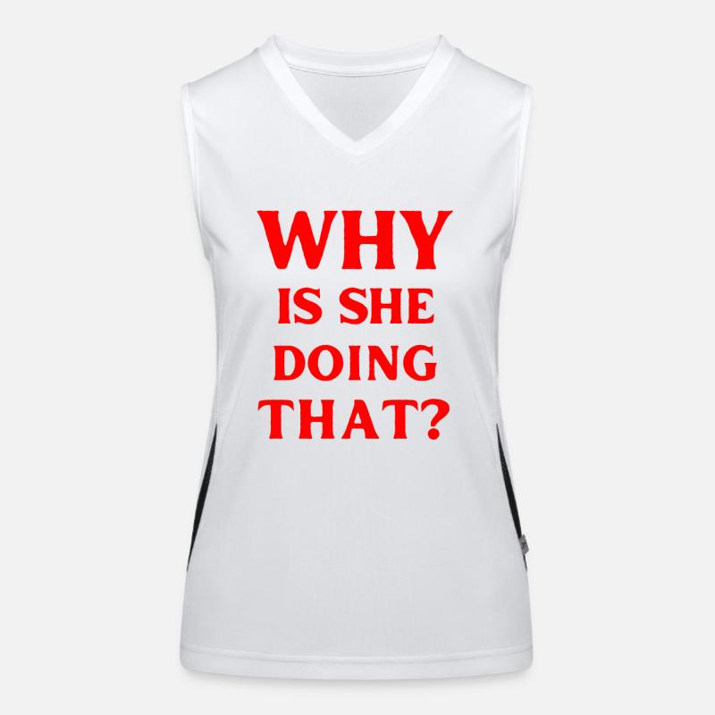 why does she make the saying English language Women's Functional Contrast Tank Top