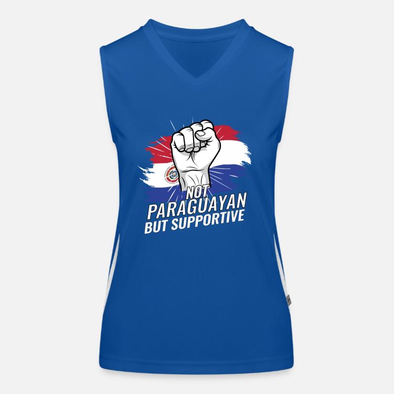 Not Paraguayan But Supportive Paraguay Flag Funktionelles Kontrast-Tank Top für Frauen