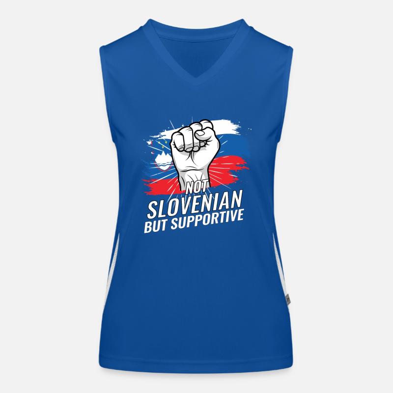 Not Slovenian But Supportive Slovenia Flag Funktionelles Kontrast-Tank Top für Frauen
