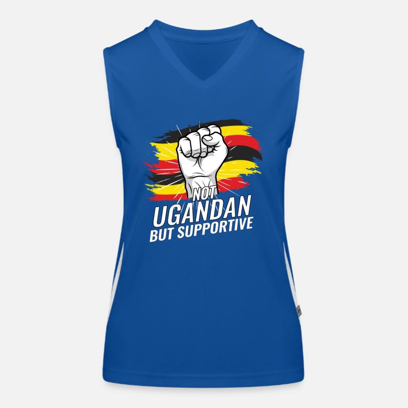 Not Ugandan But Supportive Uganda Flag Country Funktionelles Kontrast-Tank Top für Frauen