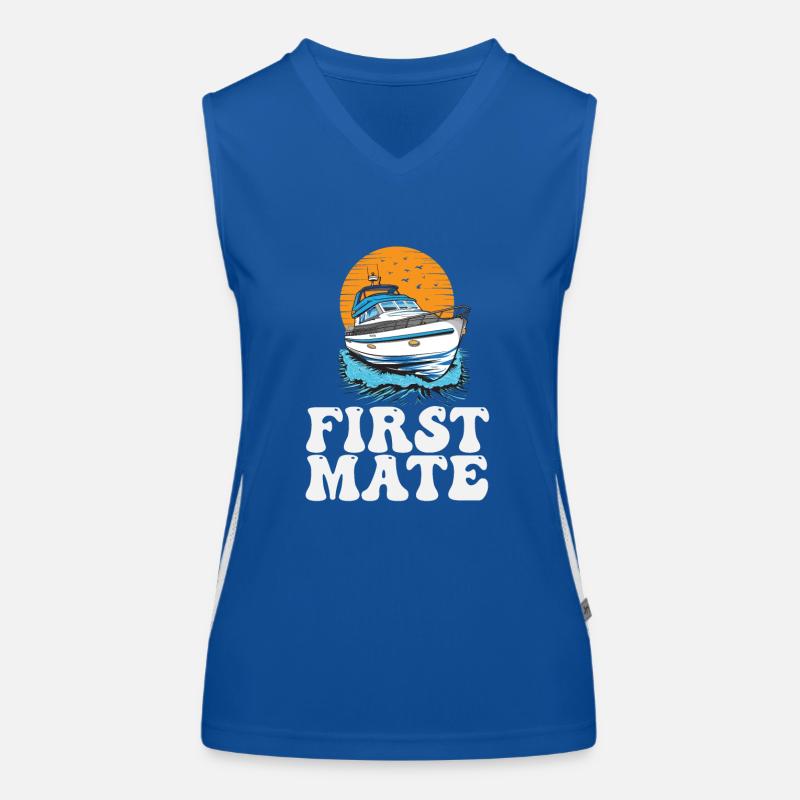 First Mate Motorboating Squad Lake Life Pontoon Funktionelles Kontrast-Tank Top für Frauen