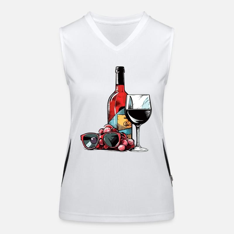 Bouteille de vin et lunettes Débardeur respirant contrasté Femme