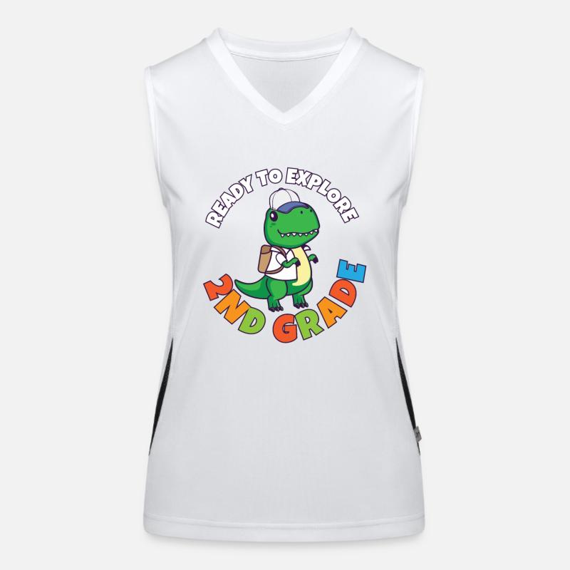 Back To School Day Ready to Explore 2nd Grade Trex Funktionelles Kontrast-Tank Top für Frauen