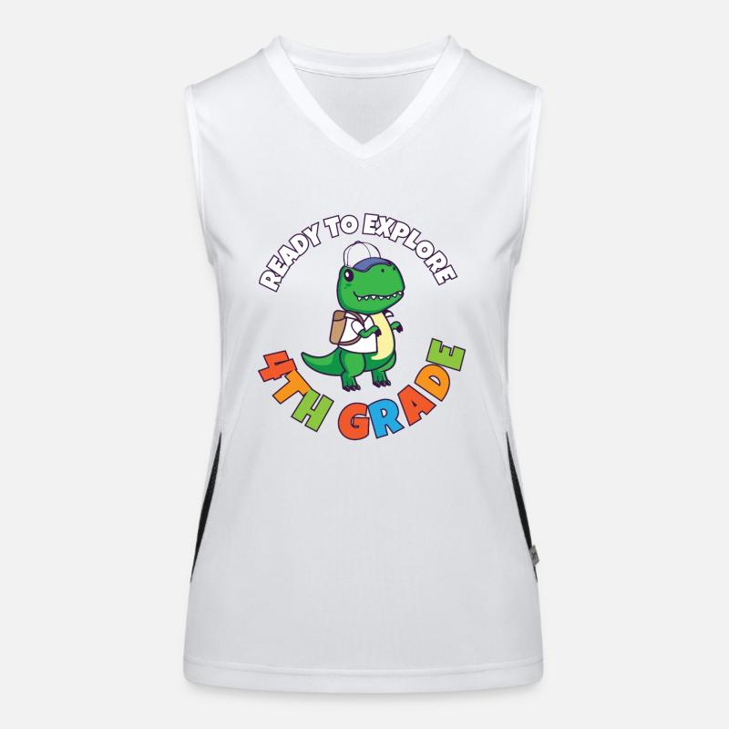 Back To School Day Ready to Explore 4th Grade Trex Funktionelles Kontrast-Tank Top für Frauen
