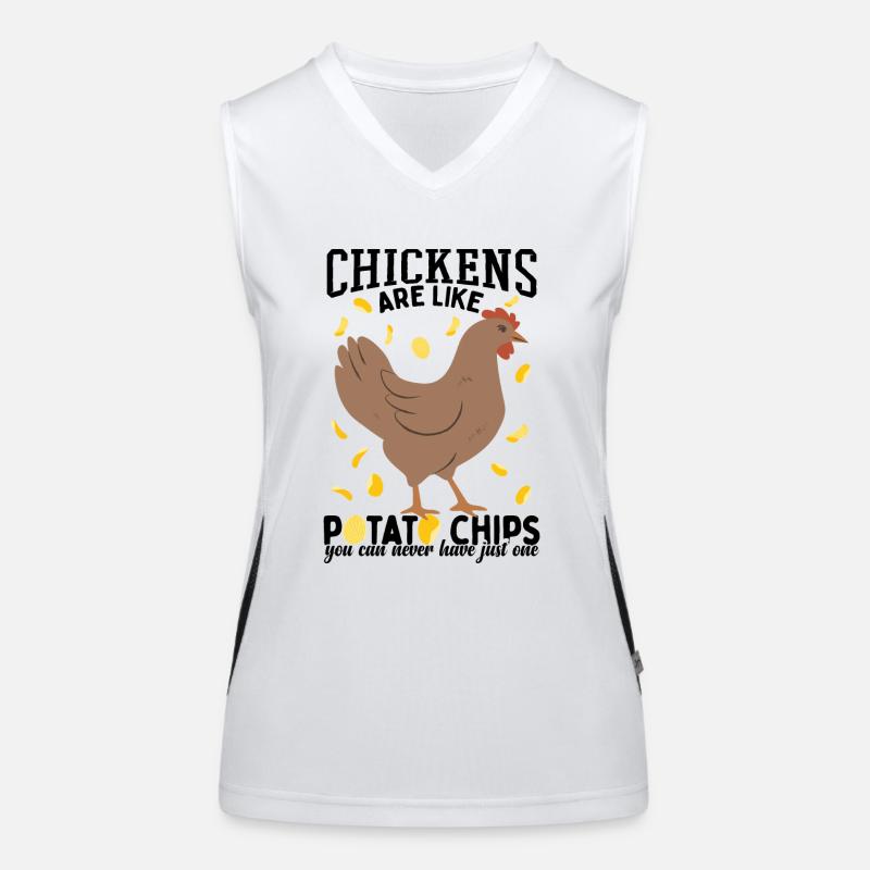 Chicken Are Like Potato Chips Women's Functional Contrast Tank Top