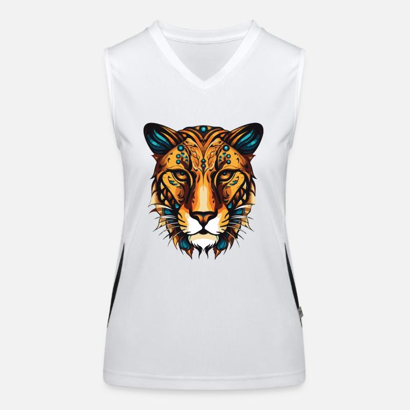 Cheetah Portrait Women's Functional Contrast Tank Top