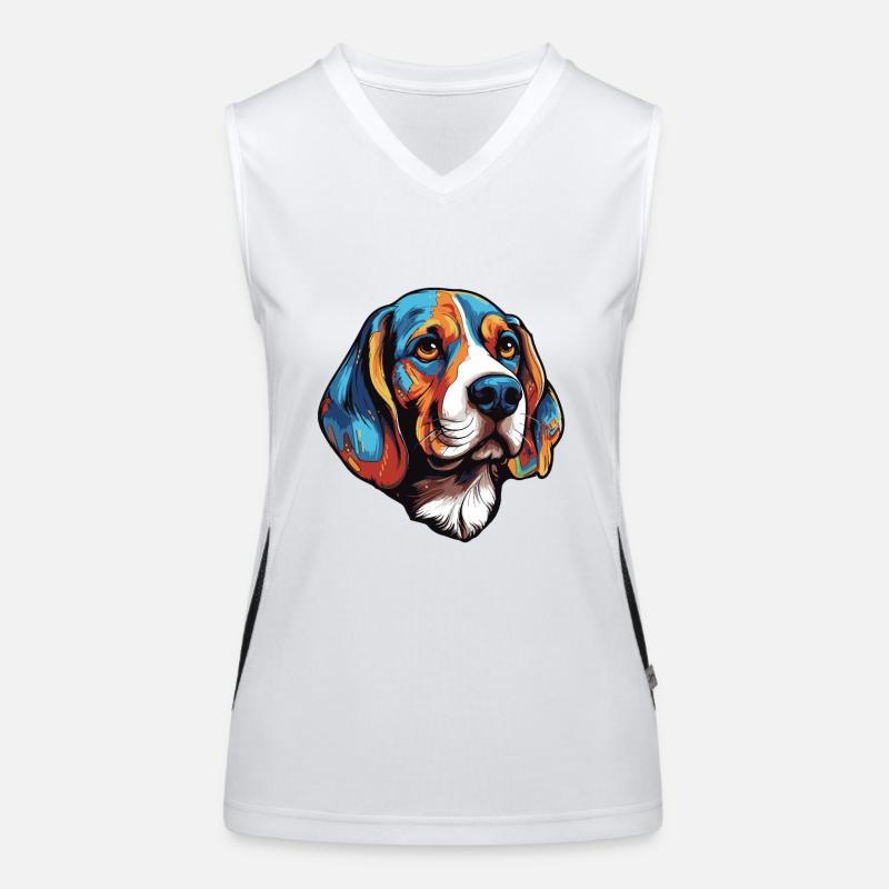 Beagle Dog Portrait Women's Functional Contrast Tank Top