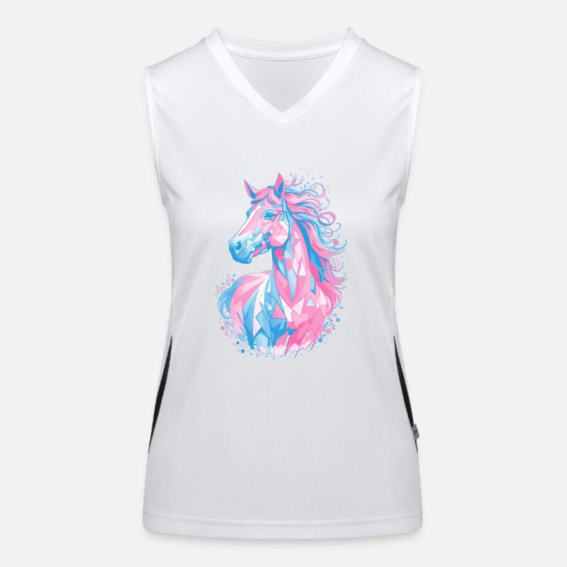 Süßes Pferdedesign - Bunte Pferde-Silhouette Funktionelles Kontrast-Tank Top für Frauen