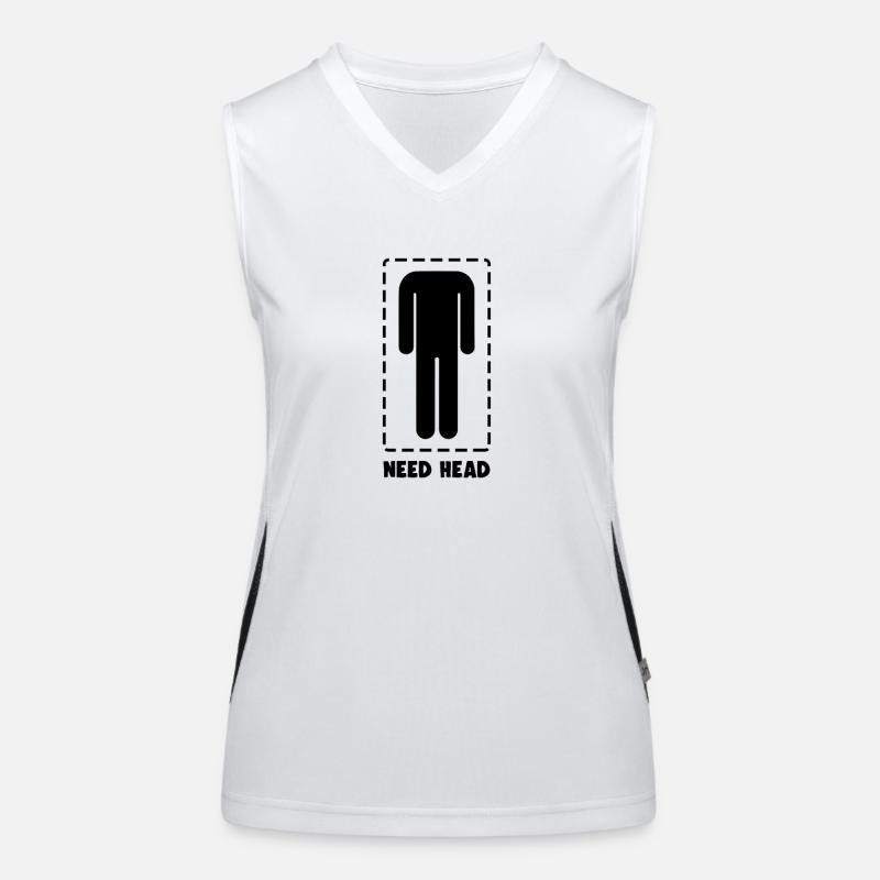 Funny Need Head Joke Headless Man Gag Humor Women's Functional Contrast Tank Top