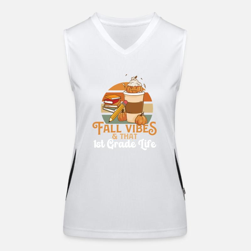 Fall Vibes That 1st Grade Life First Grader Women's Functional Contrast Tank Top
