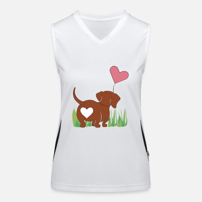 Dackel mit Herz - Geschenk - Geschenkidee Funktionelles Kontrast-Tank Top für Frauen