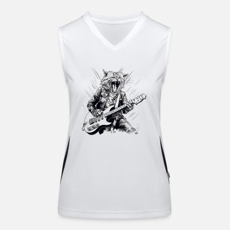 Katze mit Gitarre Funktionelles Kontrast-Tank Top für Frauen