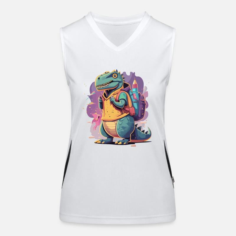 Einschulung Dinosaurier Schulkind Trex Funktionelles Kontrast-Tank Top für Frauen