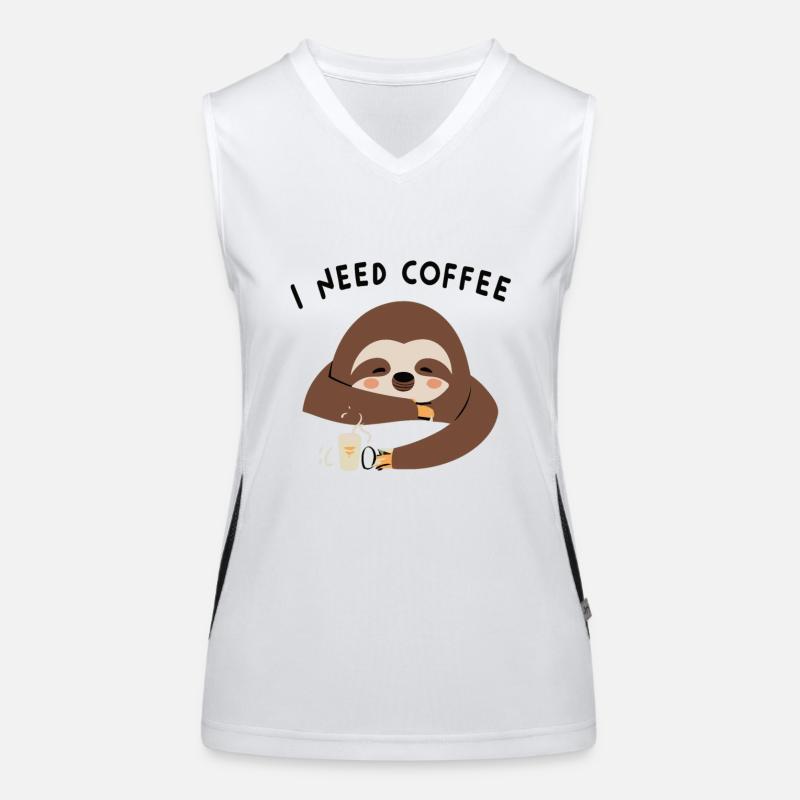 Faultier I Need Coffee Funktionelles Kontrast-Tank Top für Frauen