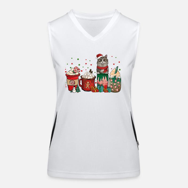 Scottish Fold Coffee Coffee Cups Santa Cat Débardeur respirant contrasté Femme