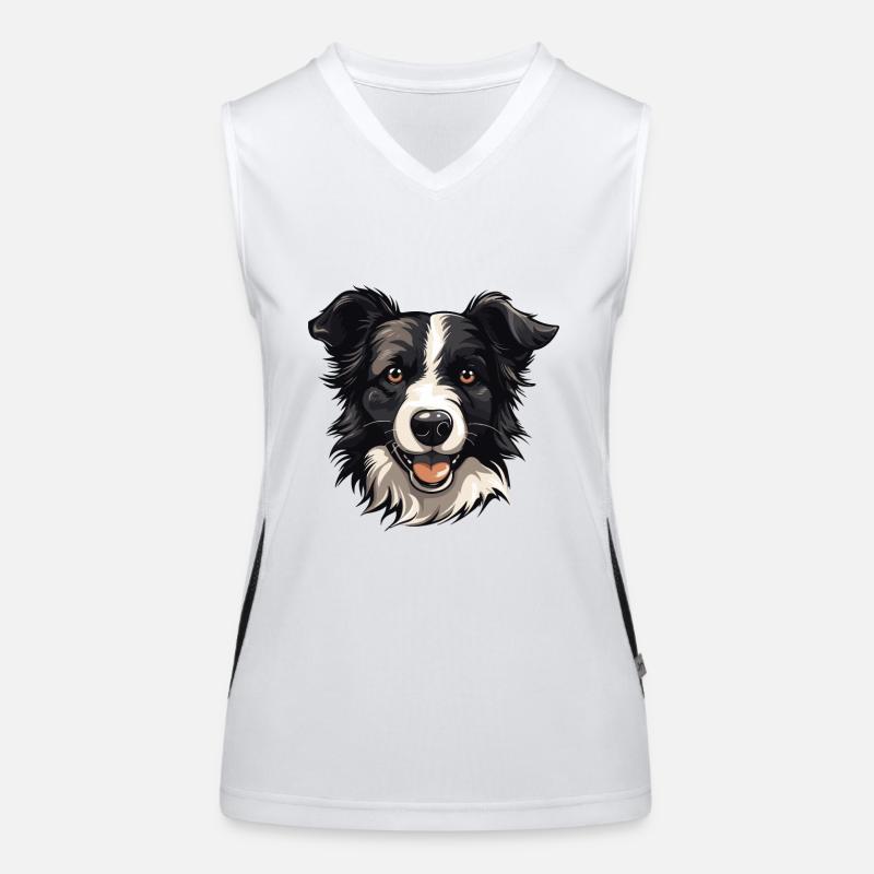Border Collie Dog Head Women's Functional Contrast Tank Top