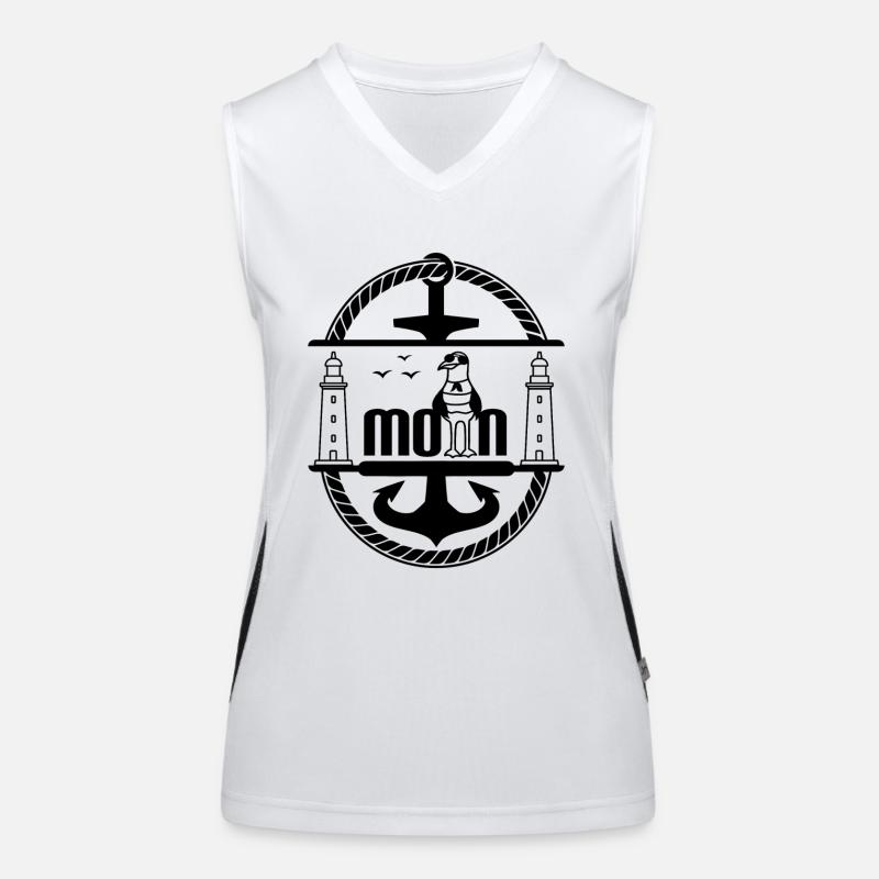 Schiff Anker mit Möwe und Leuchtturm Moin Funktionelles Kontrast-Tank Top für Frauen