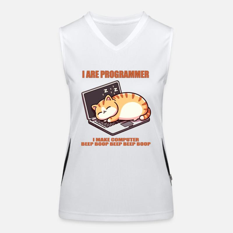 Ich bin Programmierer, fette schlafende Katze Funktionelles Kontrast-Tank Top für Frauen