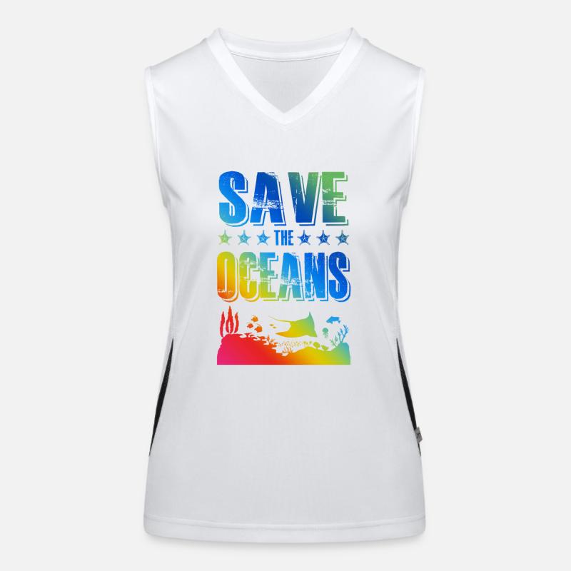 save the ocean Women's Functional Contrast Tank Top