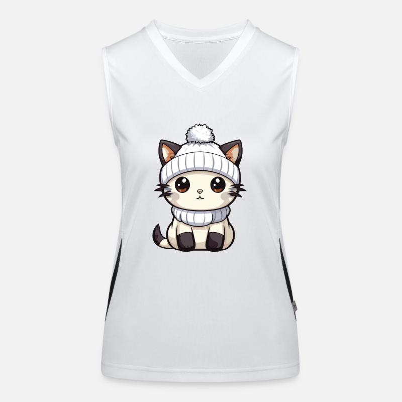 Cat Winter Comic Cute Women's Functional Contrast Tank Top