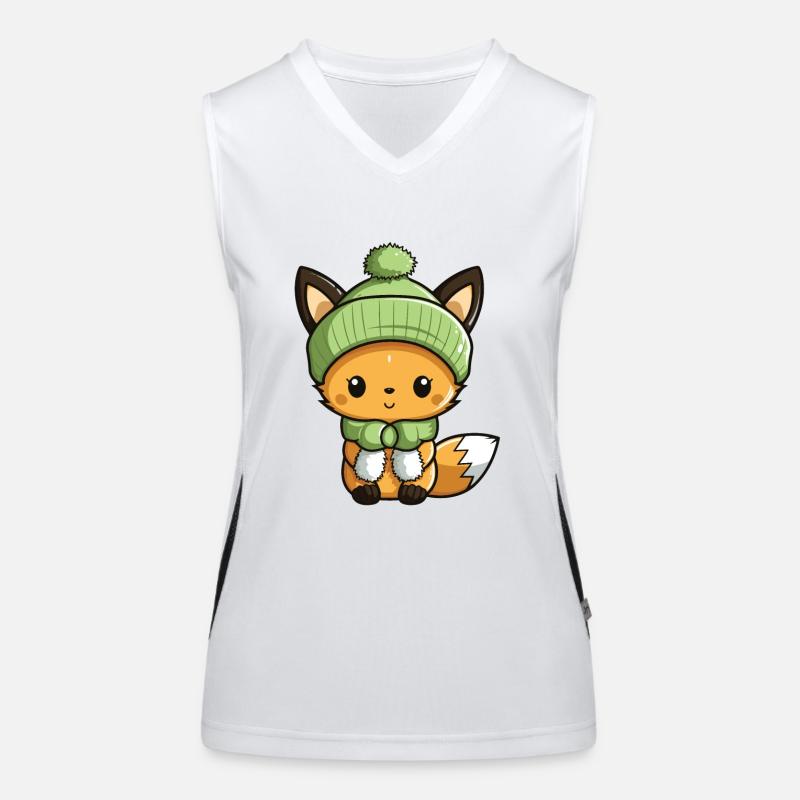 Fox Cute Winter Comic Hat Women's Functional Contrast Tank Top