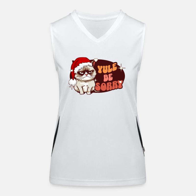 Yule Be Sorry: Angry Cat For Women Funny Christmas Funktionelles Kontrast-Tank Top für Frauen