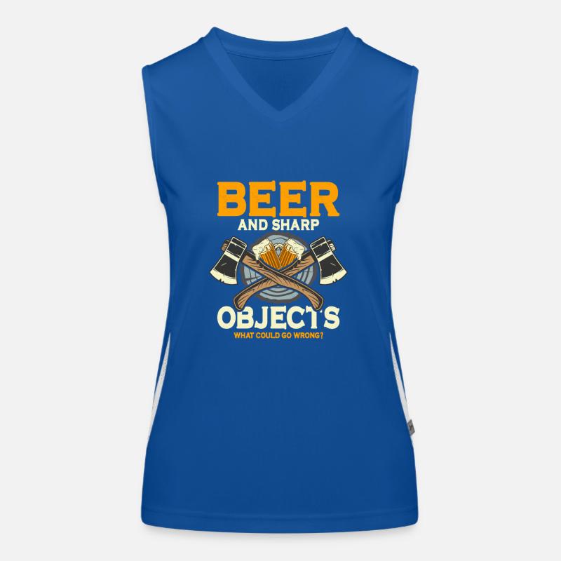 Beer And Sharp Objects Hatchet Ax Axe Throwing Funktionelles Kontrast-Tank Top für Frauen