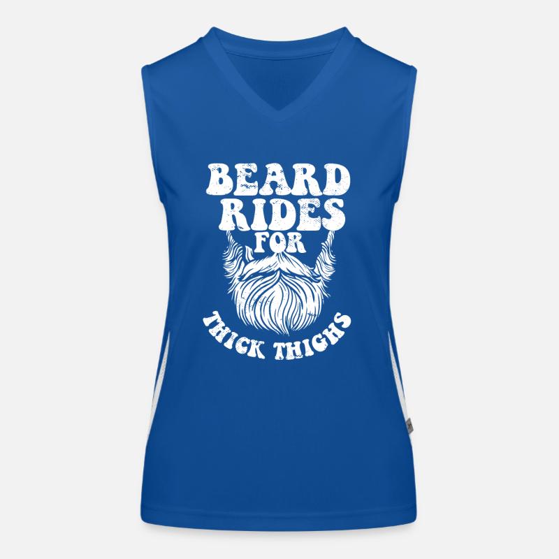 Beard Rides for Thick Thighs Funny Bearded Guy Funktionelles Kontrast-Tank Top für Frauen
