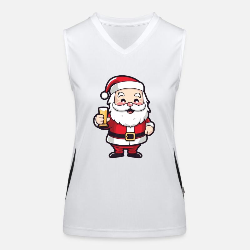 Weihnachtsmann Drinking Comic Weihnachten Funktionelles Kontrast-Tank Top für Frauen