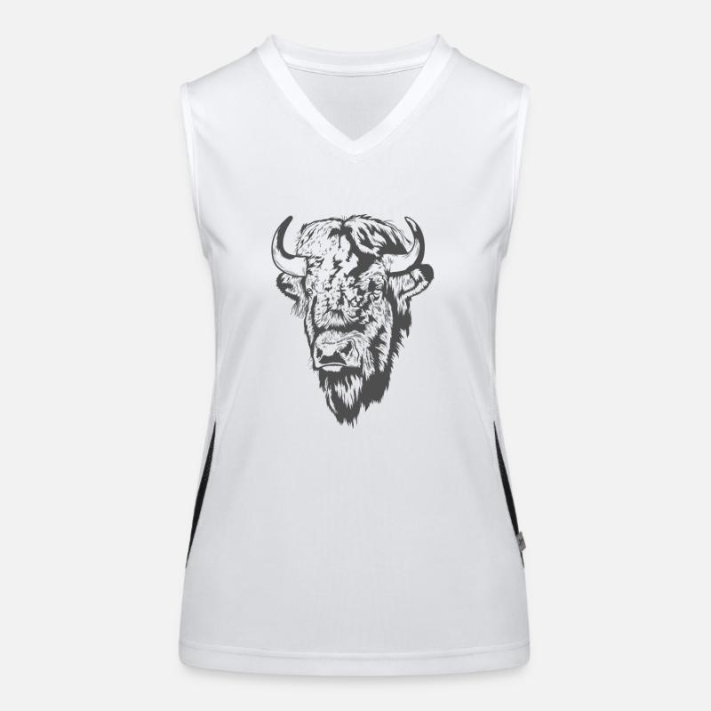 Bison Kopf Tier Funktionelles Kontrast-Tank Top für Frauen