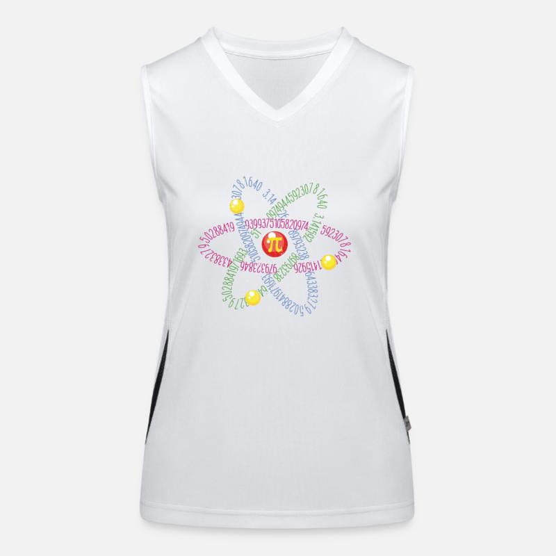 Math Lover, Pi Tag, Atom Symbol, Numbers 3.14 Women's Functional Contrast Tank Top