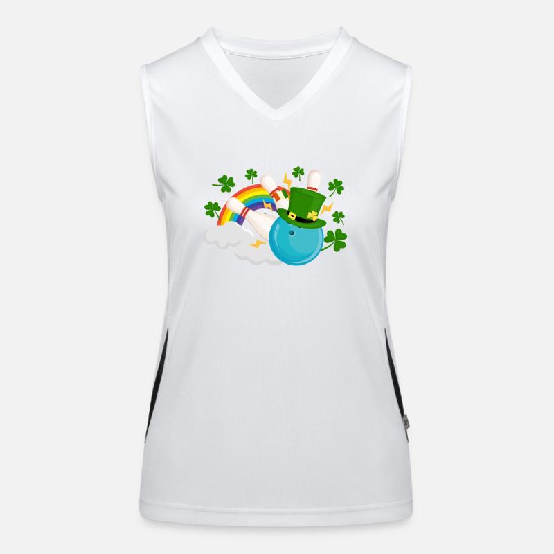 Lustige Bowlingkugeln Kleeblatt Leprechaun Funktionelles Kontrast-Tank Top für Frauen