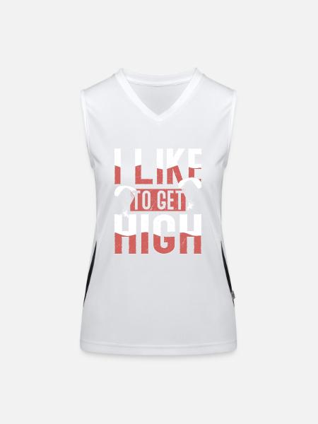 I Like To Get High Skydiver Parachute - Funktionelles Kontrast-Tank Top für Frauen - Weiß/Schwarz - Vorne