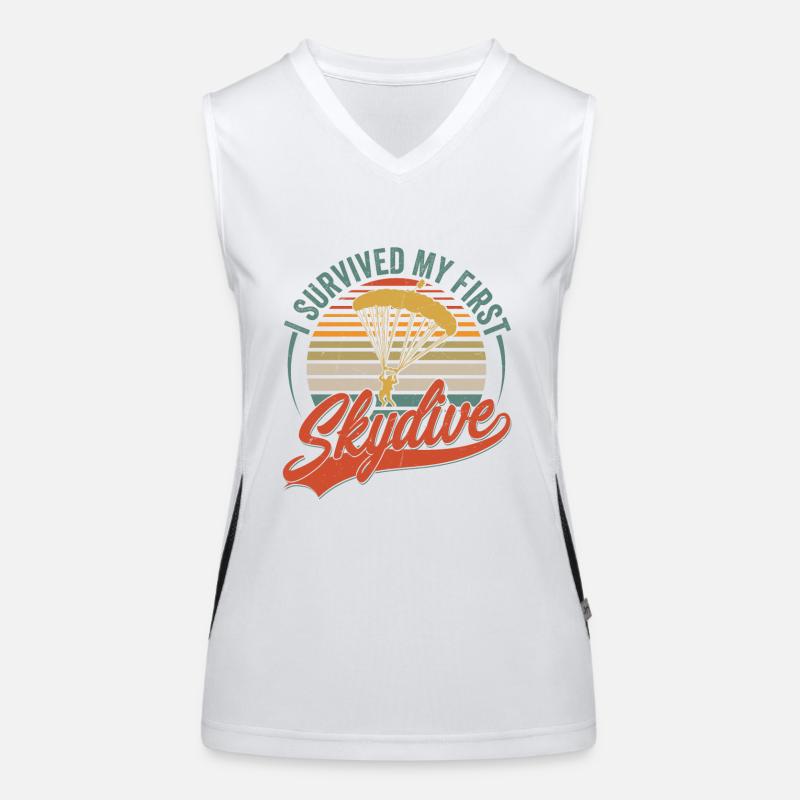 I Survived My First Skydive Parachute Skydiver Funktionelles Kontrast-Tank Top für Frauen